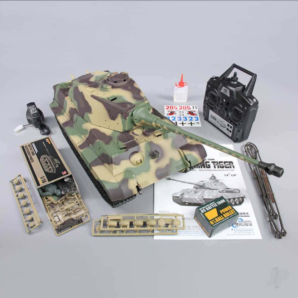 1:16 German King Tiger Henschel with Infrared Battle System (2.4GHz + Shooter + Smoke + Sound) by Henglong in RC Models/Tanks HLG3888A-1B